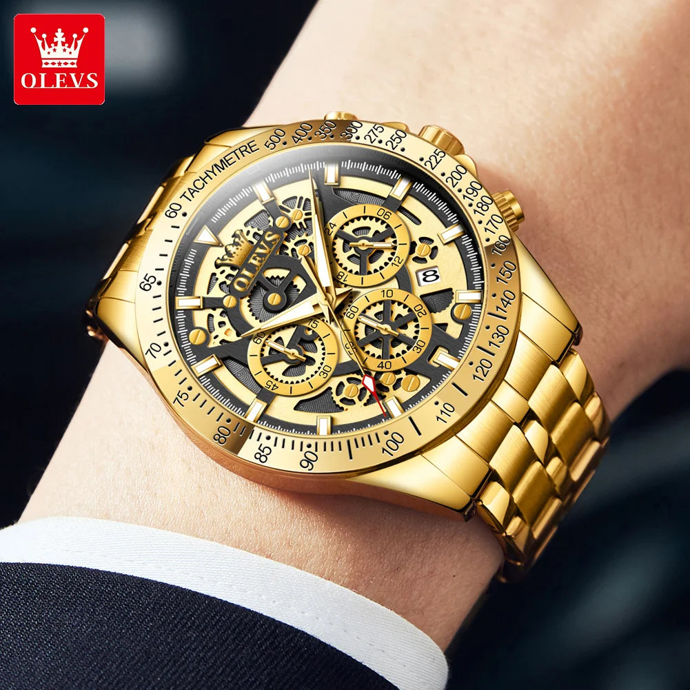 OLEVS Lxuxry Brand Gold Men's Watches