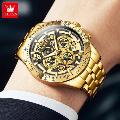 OLEVS Lxuxry Brand Gold Men's Watches