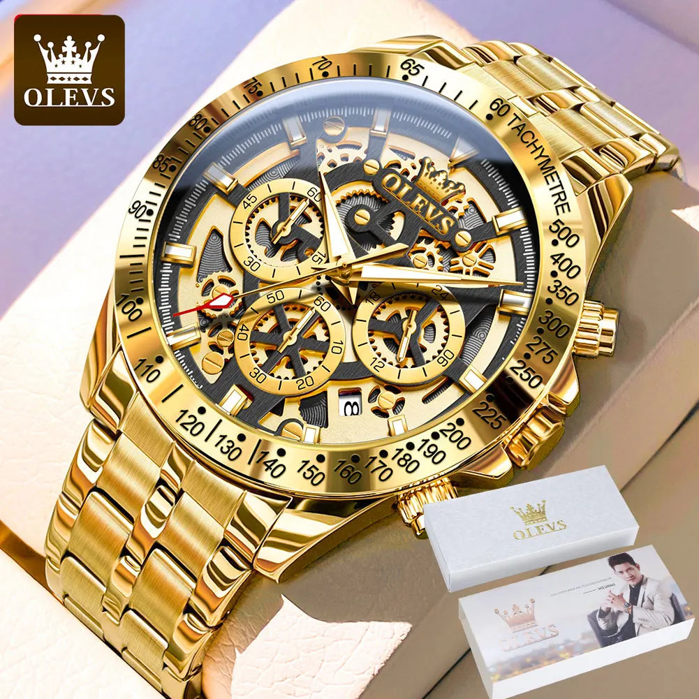 OLEVS Lxuxry Brand Gold Men's Watches